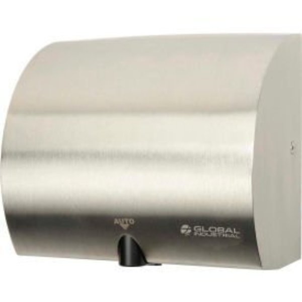 Global Equipment High Velocity Automatic Hand Dryer, Brushed Stainless Steel, 120V AK2851
